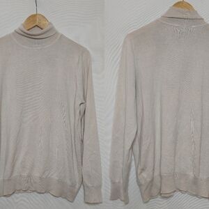 ModCloth Lightweight Knit Turtleneck Sweater Neutral Cream Beige‎ Oatmeal 1X
